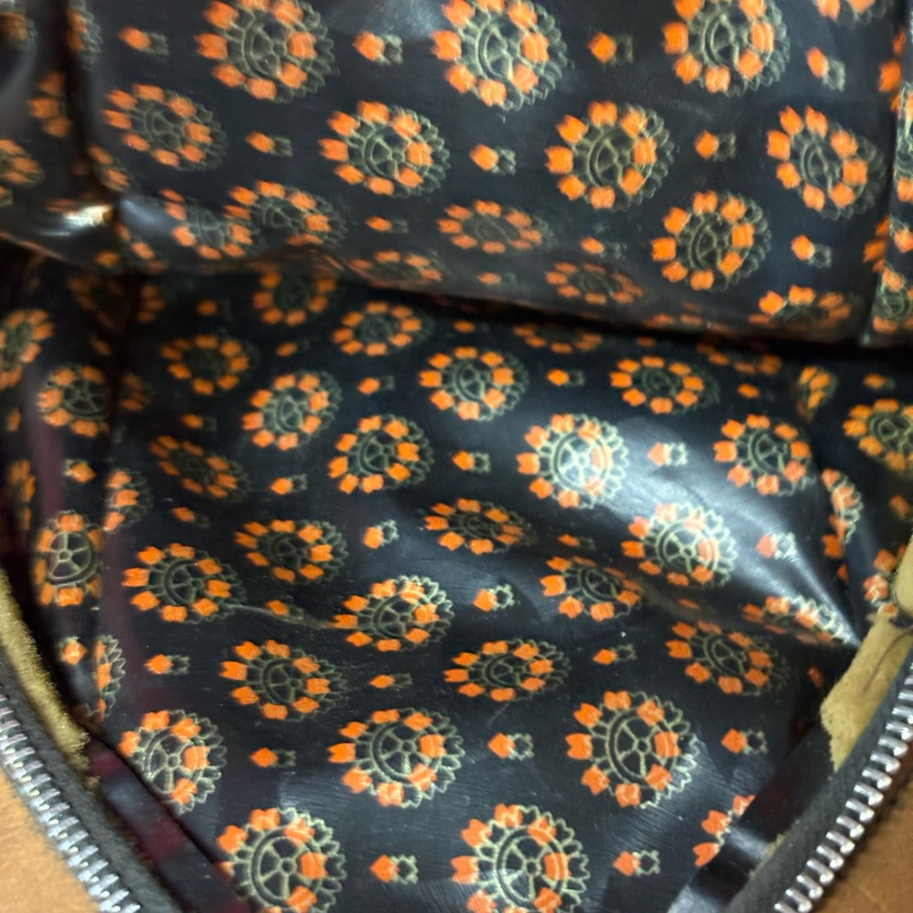 Floral Patterned Bag Lining/vintage vinyl leather travel bag/print bag 3 cork
